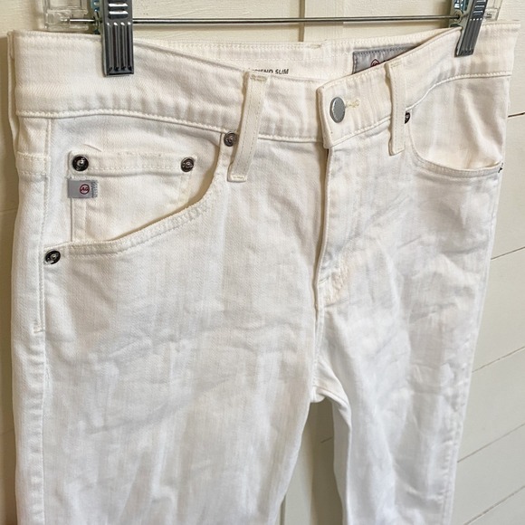 AG Adriano Goldschmied The Ex Boyfriend Slouchy Slim White Denim Jeans 27X28 EUC - Picture 11 of 12